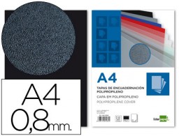CJ50 tapas encuadernación Liderpapel PP A4 0,8mm. negro opaco